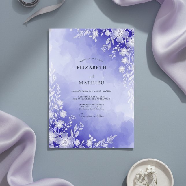 Lavender Painterly Floral Wedding Invitation (Creator Uploaded)