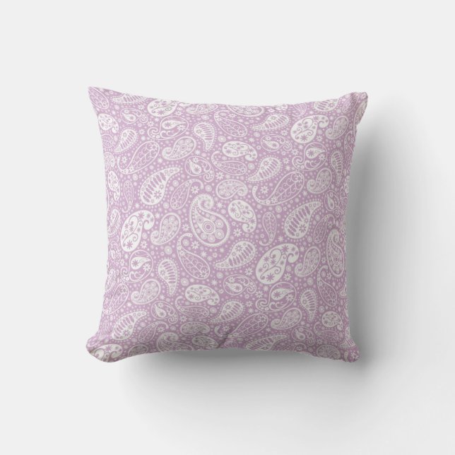 Lavender Paisley Throw Pillow (Front)