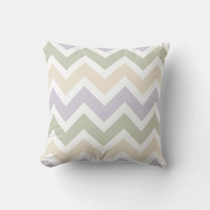 Lavender, Pale Green, Ivory Chevron Pattern Throw Pillow