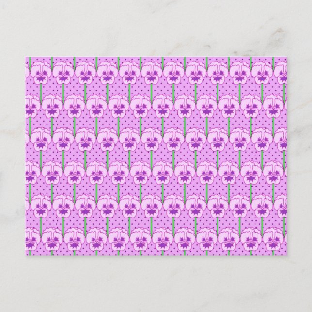 Lavender pansies - retro wallpaper pattern postcard (Front)