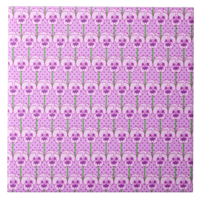 Lavender pansies - retro wallpaper pattern tile (Front)