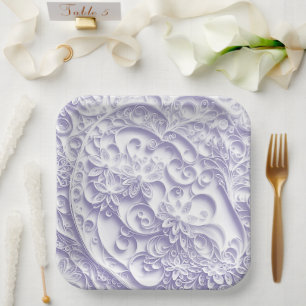 Lavender Paper Quilling Daisy Design Plate