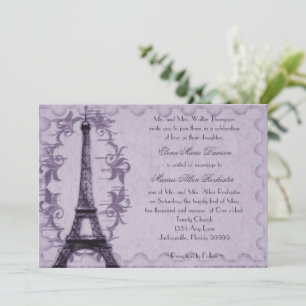 Lavender Paris Grunge Wedding Invitation