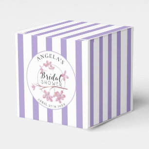 Lavender Parisian Stripes Bridal Shower Favor Box
