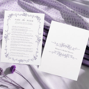 Lavender 'Pass the Poem' Bridal Shower Game