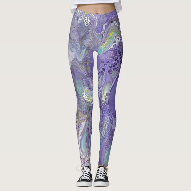Lavender & Pastel Abstract Leggings - "Naomi" (Front)