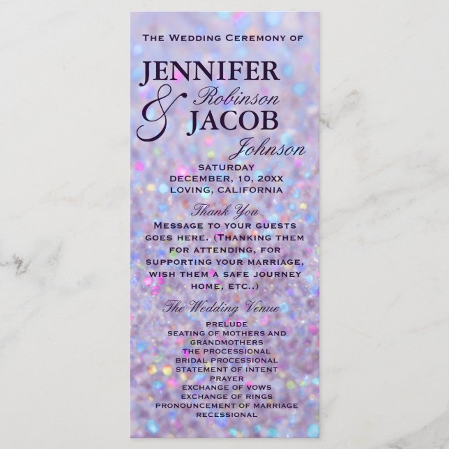 Lavender Pastel Bokeh Lights Program (Front)