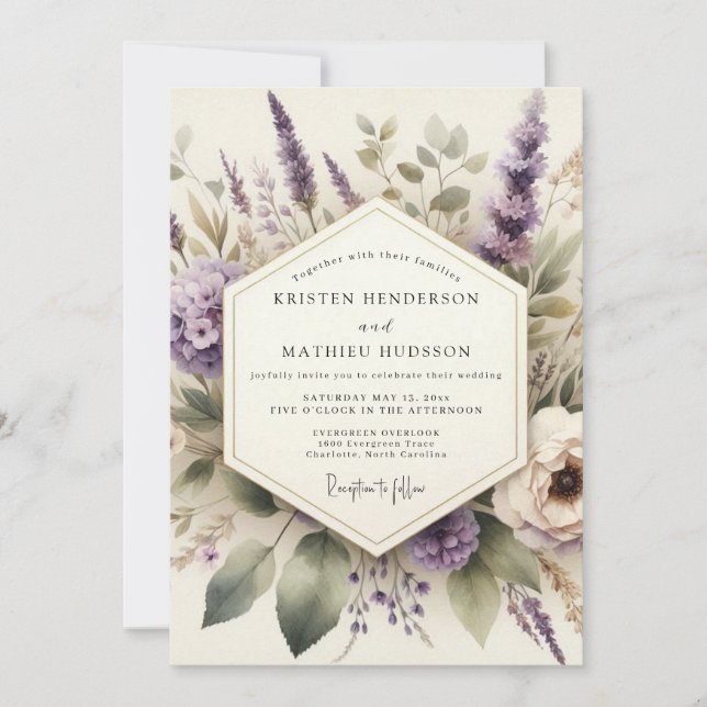Lavender Pastoral Bloom Wedding Invitation (Front)