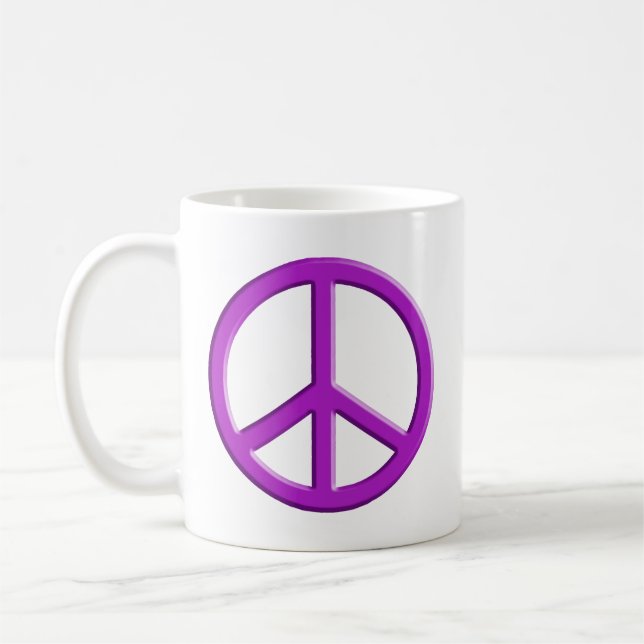 Lavender Peace Sign Coffee Mug (Left)