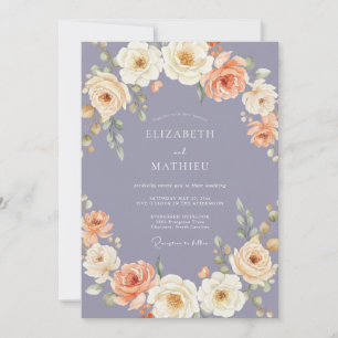 Lavender Peach Bloom Romance Wedding Invitation