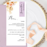Lavender, Peach Blush Personalized with Guest Name Menu<br><div class="desc">Why spend in place cards and menu cards when you can have an elegant All-in-one elegant Menu personalized with each guest name! Contemporary, simple and elegant design with exquisite watercolor floral detail in a beautiful blend of peach, orange, blush, dusty rose, cream and champagne hues. Modern hand written calligraphy elements....</div>