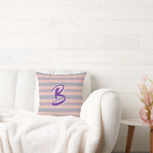 Lavender Peach Green and Ivory Throw Pillow