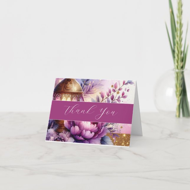 Lavender Peonies Light Watercolor Thank You (Front)