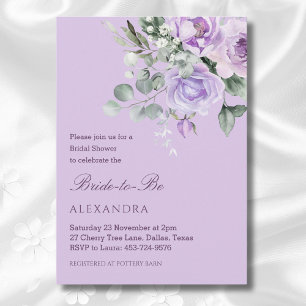 Lavender Peony Watercolor Floral Bridal Shower Invitation