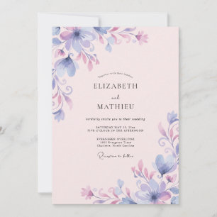 Lavender Periwinkle Bloom Wedding Invitation