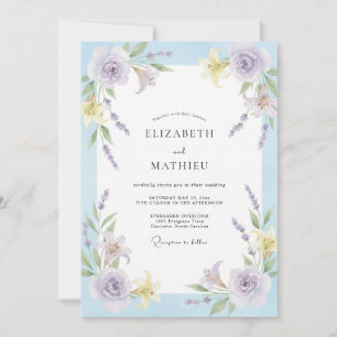 Lavender Periwinkle Painted Wedding Invitation