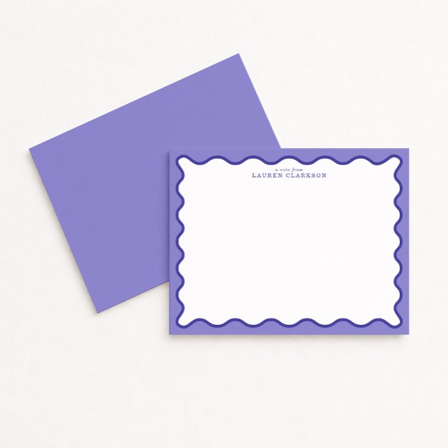Lavender & Periwinkle  Wavy Frame Note Card (Creator Uploaded)