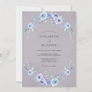 Lavender Periwinkle Wreath Wedding Invitation