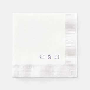 Lavender Personalized Initials Coined Wedding Napkin