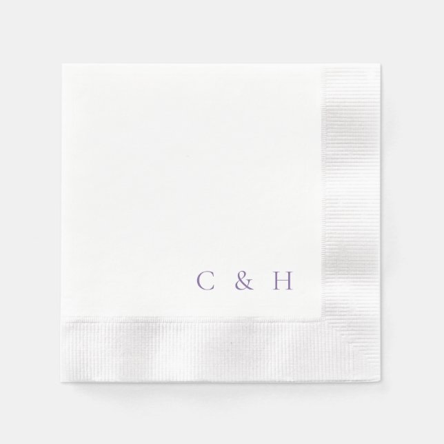 Lavender Personalized Initials Coined Wedding Napkin (Front)