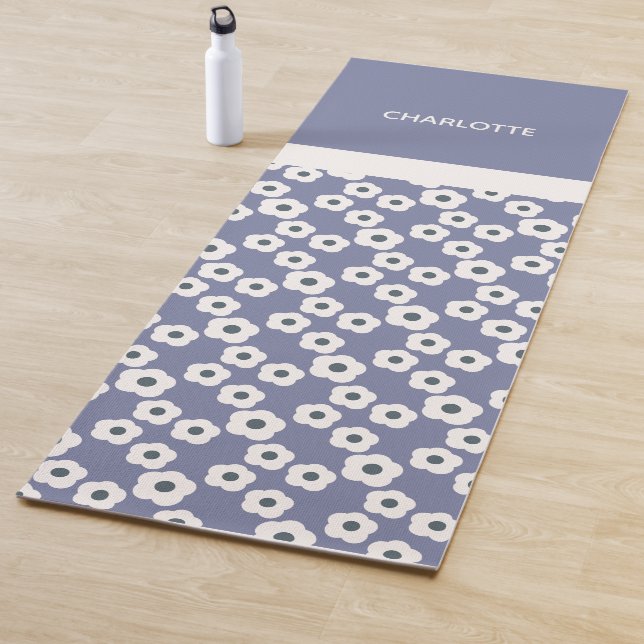 Lavender Personalized Modern Retro Floral Pattern  Yoga Mat (In Situ)