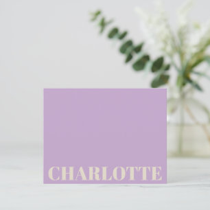 Lavender Personalized Name Modern Preppy Kids Card