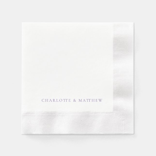 Lavender Personalized Names Wedding Napkin (Front)