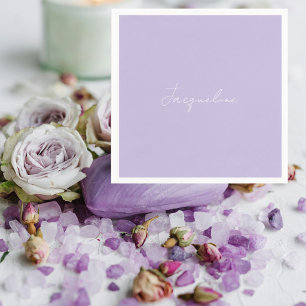 Lavender Personalized Script Shower Cocktail  Napkin