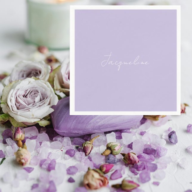 Lavender Personalized Script Shower Cocktail  Napkin (Creator Uploaded)