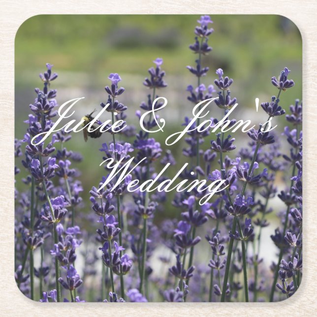 Lavender Personalized Wedding Favour Coasters (Front)