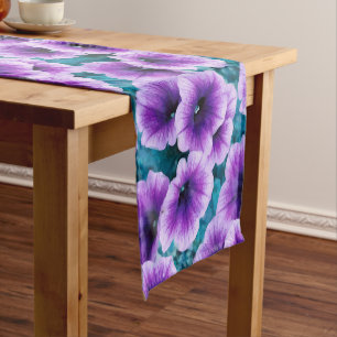 Lavender Petunia Flowers  Short Table Runner