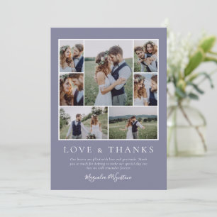 Lavender Photo Collage Love and Thanks Wedding  Thank You Card