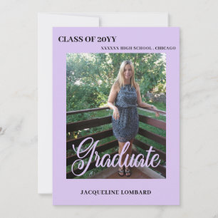 Lavender Photo Script Graduation Announcement