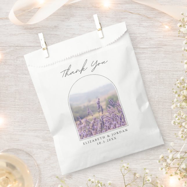 Lavender Photo Wedding Favour Thank You Bag (Clipped)