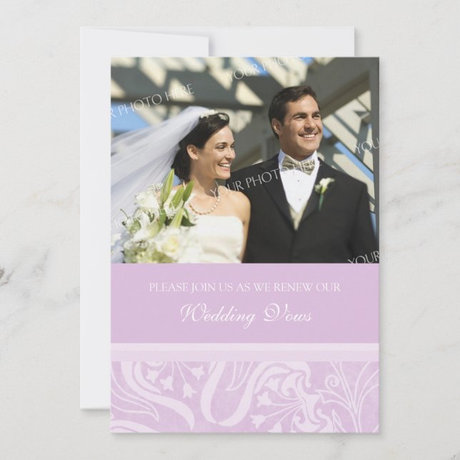 Lavender Photo Wedding Vow Renewal Invitations (Front)