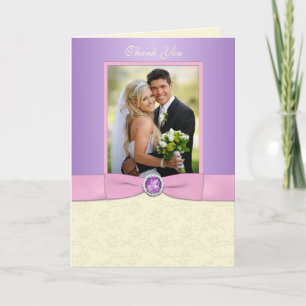 Lavender, Pink, and Ivory Photo Thank You Card