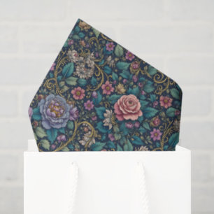 Lavender Pink and Teal Floral Tissue Paper