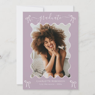 Lavender Pink Bow Graduation Party Announcement