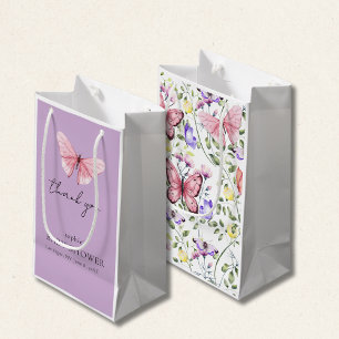 Lavender Pink Butterfly Greenery Baby Shower Small Gift Bag