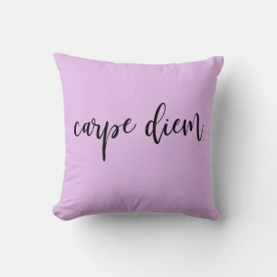 Lavender Pink Carpe Diem Elegant Script Throw Pillow