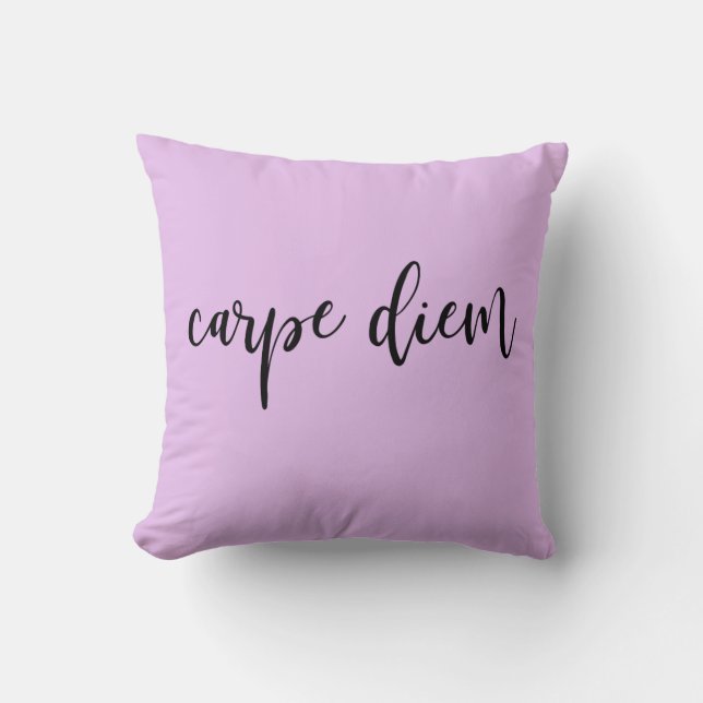 Lavender Pink Carpe Diem Elegant Script Throw Pillow (Front)