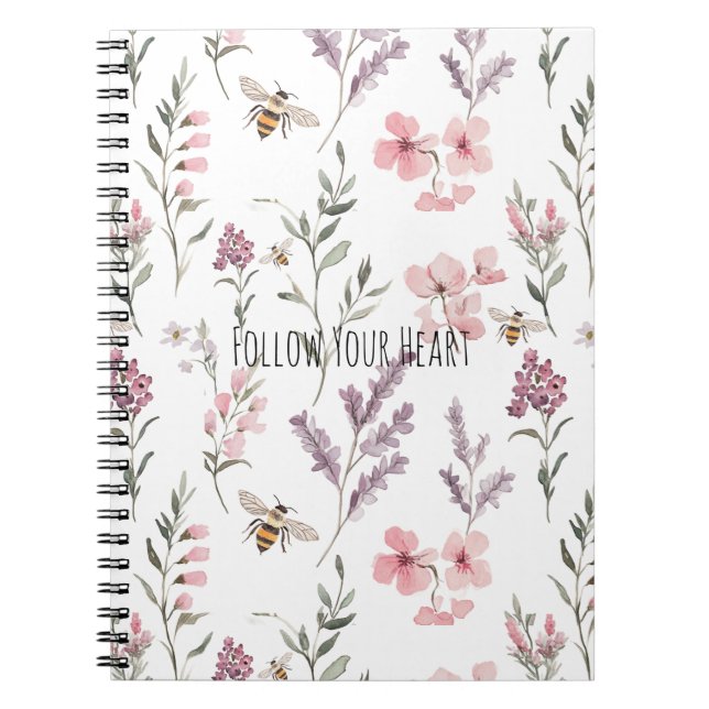Lavender Pink Floral Notebook (Front)