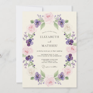 Lavender Pink Floral Spring Wedding Invitation