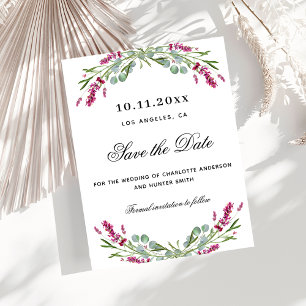 Lavender pink florals budget wedding save the date