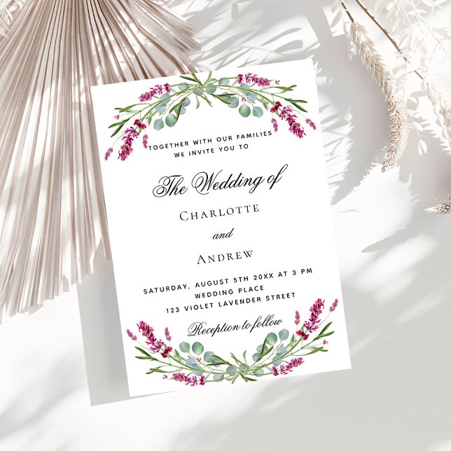 Lavender pink florals greenery wedding invitation postcard (Creator Uploaded)