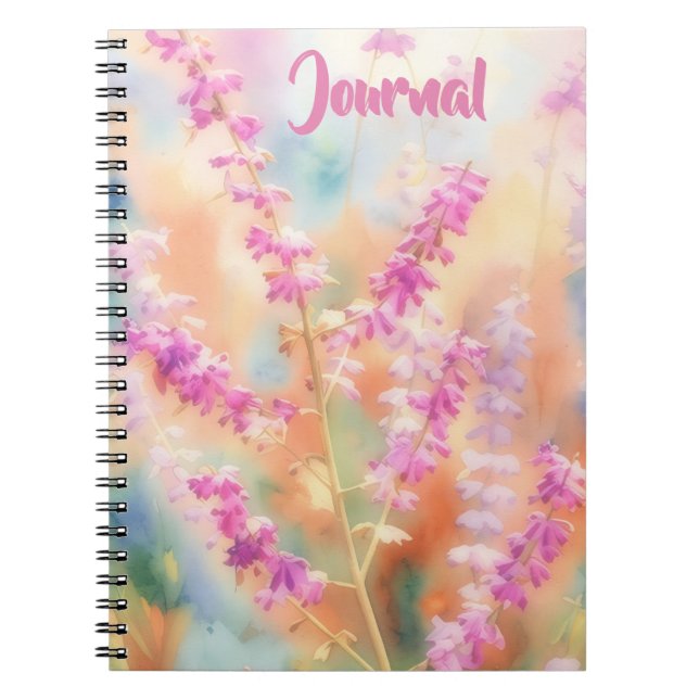 Lavender Pink Flowers Personal Notebook Journal (Front)