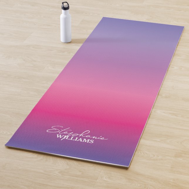 Lavender-Pink Gradient Yoga Mat with Custom Name (In Situ)