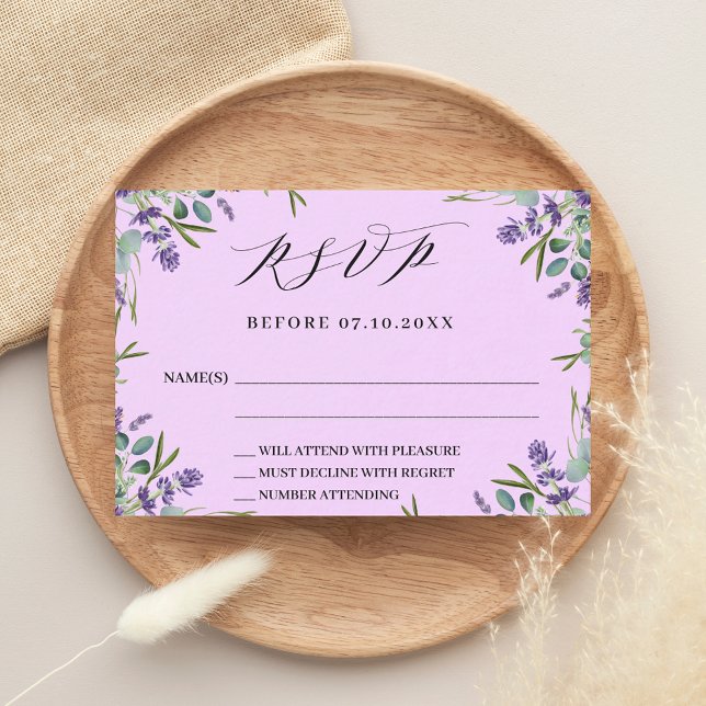 Lavender pink greenery wedding response RSVP Card (Creator Uploaded)