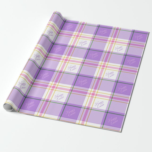 Lavender & Pink Happy Easter Wrapping Paper (Unrolled)