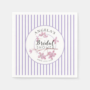 Lavender Pink Lilac Stripes Bridal Shower Napkin